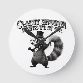 Classy Skunk in Top Hat Funny Black and White ラウンド壁時計