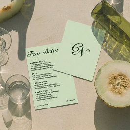 Classy Soft Sage Cream Green Wedding Details Card エンクロージャーカード
