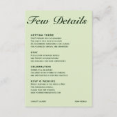 Classy Soft Sage Cream Green Wedding Details Card エンクロージャーカード (正面)