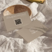 Classy Soft Taupe Old Money QR Fancy Code Wedding 出欠カード