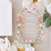 Classy Spring Floral Monogram Wedding アクリル招待状