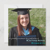 Classy Square卒業発表-ティール（緑がかった色） 招待状 (裏面)