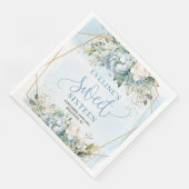 Classy Sweet 16th Watercolor Blue and Gold Napkins (コーナー)