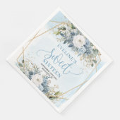 Classy Sweet Sixteen Blue and Gold Greenery Napkin (コーナー)
