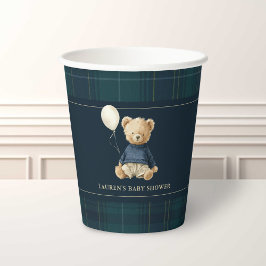 Classy Tartan Polo Bear Baby Shower 紙コップ