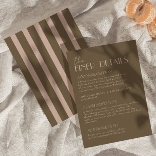 Classy Taupe Gold Old Money Wedding Details エンクロージャーカード