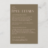 Classy Taupe Gold Old Money Wedding Details エンクロージャーカード (正面)