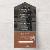 Classy Terracotta RSVP Photo QR Code Wedding オールインワン招待状 (内側)