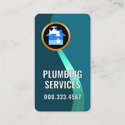 Classy Trendy Blue Water Curve 名刺 (正面)