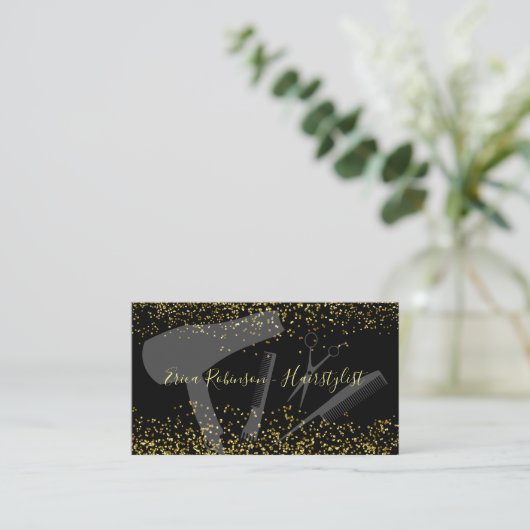 Classy Trendy Hairstylist Glitzy Appointment Cards 名刺 (スタンド正面)