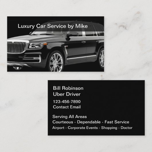 Classy Uber Driver Transportation Business Cards 名刺 (正面/裏面)