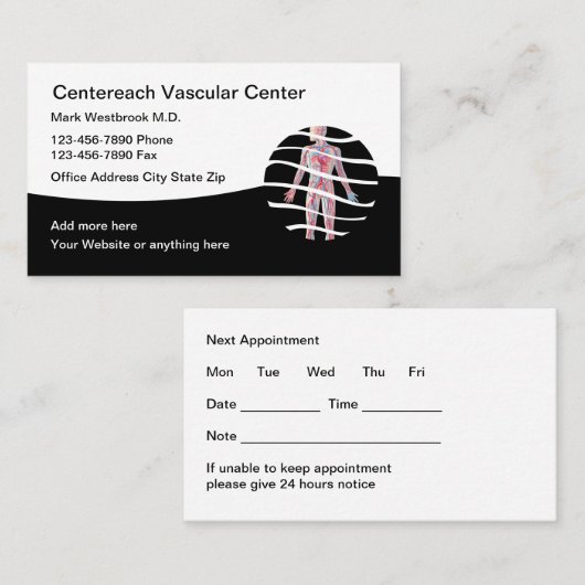 Classy Vascular Vein Care Appointment Cards 名刺 (正面/裏面)