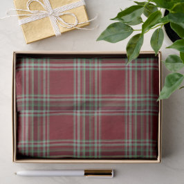 Classy Vintage Red Green Textured Tartan Plaid  薄葉紙