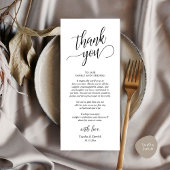 Classy Wedding Dinner Place Setting Thank You Card プログラム