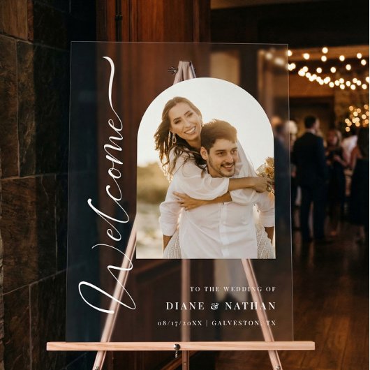 Classy Welcome to the Wedding Custom Photo Sign  アクリルサイン