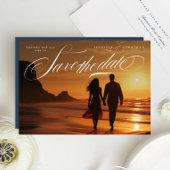 Classy White Script 結婚 Photo's セーブザデート