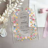 Classy Wildflower Garden Monogram Wedding アクリル招待状