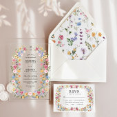 Classy Wildflower Garden Monogram Wedding アクリル招待状
