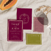 Classy Wine Dusty Rose Old Money Retro Wedding 招待状