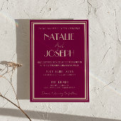 Classy Wine Old Money Luxury Retro Photo Wedding 招待状