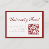 Classy Wine Red University Fund QR Code Graduation エンクロージャーカード (正面)