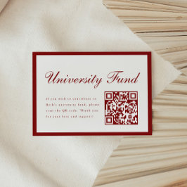 Classy Wine Red University Fund QR Code Graduation エンクロージャーカード