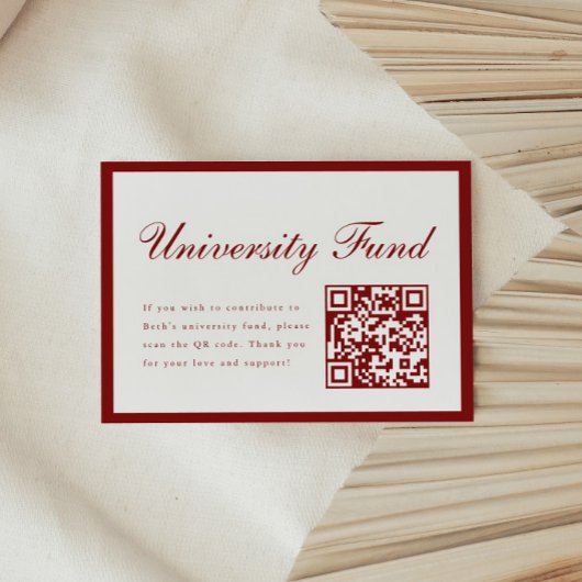 Classy Wine Red University Fund QR Code Graduation エンクロージャーカード