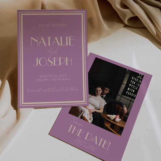 Classy Wisteria Old Money Fancy Photo Wedding セーブザデート