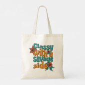 Classy with a Savage Side – Retro Floral Tote Bag トートバッグ (裏面)