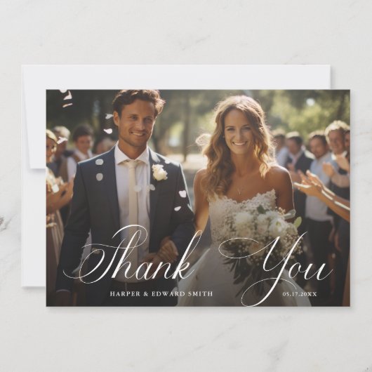 Classy Writhal結婚の2枚の写真 サンキューカード (正面)
