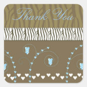 Classy Zebra Printありがとうありがとう スクエアシール (正面)