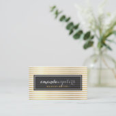 CLASYモダンパタストライプーン金ゴールドフォイルのロゴバッジ 名刺 (スタンド正面)