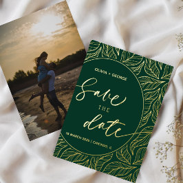 Clasy モダンエレガント離れPhoto日付の保存 箔招待状