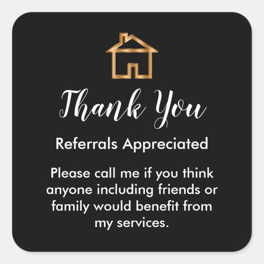 Clasy 実在 Estate Agent Referral Thank You スクエアシール (正面)