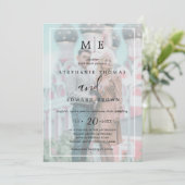 Clasy Black & White Vellumエフェクト写真結婚の種類 招待状 (スタンド正面)