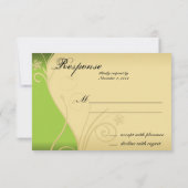 Clasy Green金ゴールドフローラ結婚の応答RSVP 出欠カード (裏面)