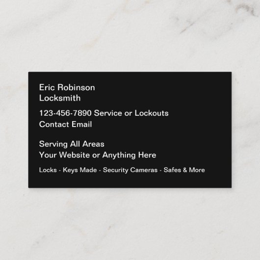 Clasy Locksmithセキュリティ名刺 名刺 (裏面)