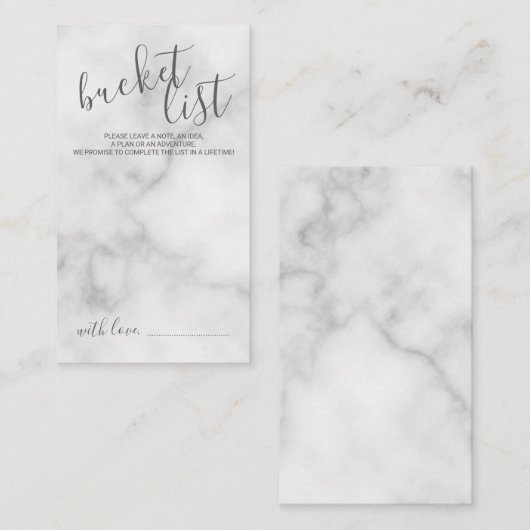 Clasy Marbleスクリプトモダンのバ結婚ケットリスト アドバイスカード (正面/裏面)