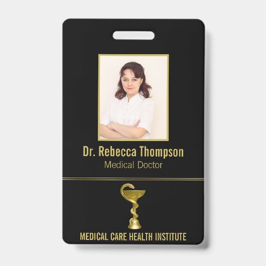 Clasy Medical Bowl Snake Jeifia金ゴールド写真ID バッジ (正面)