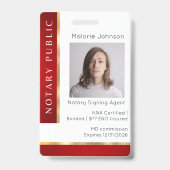 Clasy Red & Data Loan署名代理人の公証人金ゴールド写真 バッジ (正面)