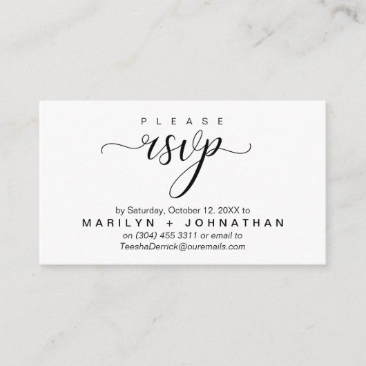 Clasy RSVPのモダンWebサイ結婚トリマインダー エンクロージャーカード (正面)