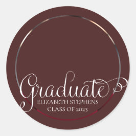 Clasy Script文字大学院写真マルーン |白 ラウンドシール