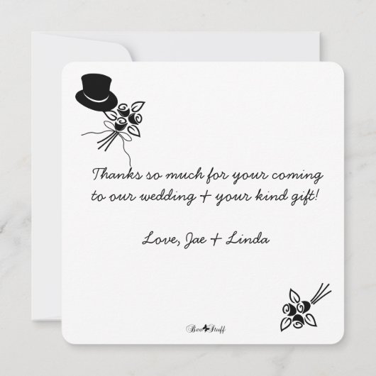 Clasy Script Black/Whiteの結婚写真感謝していの保存 セーブザデート (裏面)