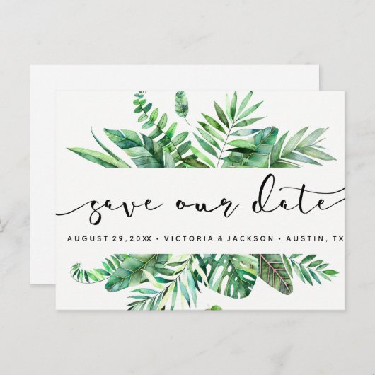 Clasy Water色のトロピカル離れ救の日付v1 案内ポストカード (正面/裏面)