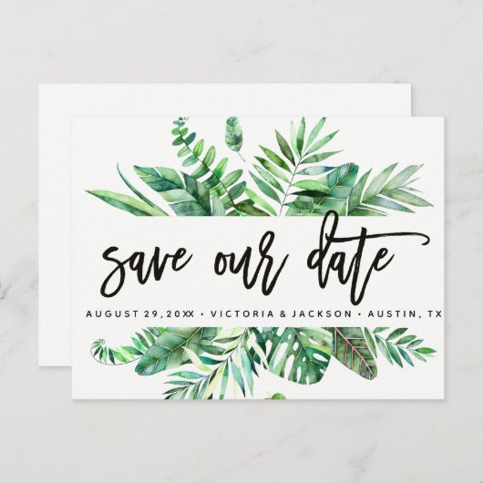 Clasy Water色のトロピカル離れ救の日付v2 案内ポストカード (正面/裏面)