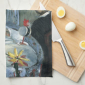 Claude Monetによるジーン・モネの揺りかごへ キッチンタオル (四つ折り)