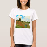 Claude Monetによる拡張ポピーフィールド Tシャツ<br><div class="desc">この美しく描かれた夏の日は、青い空に浮かぶ霧の雲を補うケシ鮮やかスで、その栄光の中に写し出さ澄んれている。日除けを被った若い女性と子どもが手前に現れているのは、おそらく画家の妻カミーユと息子のジーンだろう。</div>