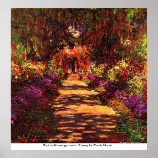 Claude MonetによるGivernyのMonets gardenのパス ポスター