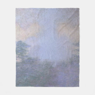 Claude MonetのGiverny近くのセーヌ川の朝 フリースブランケット