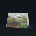Claude Monet – アルジェンテウイルのアーティストガーデン カード<br><div class="desc">アルゼンチュイルのアーティストガーデン/ダリアと庭園の一角 – クロード・モネ，キャンバス上の油,  1873</div>